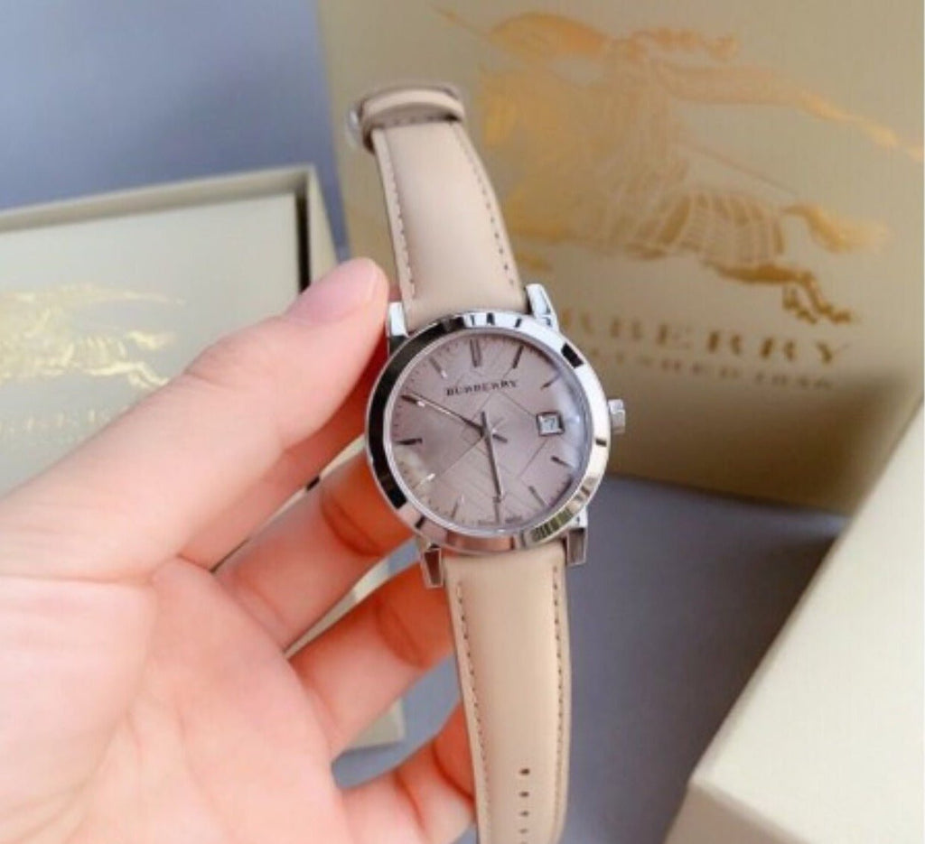 Burberry The City Beige Dial Beige Leather Strap Watch for Women - BU9207 Buy Now By Burberry
