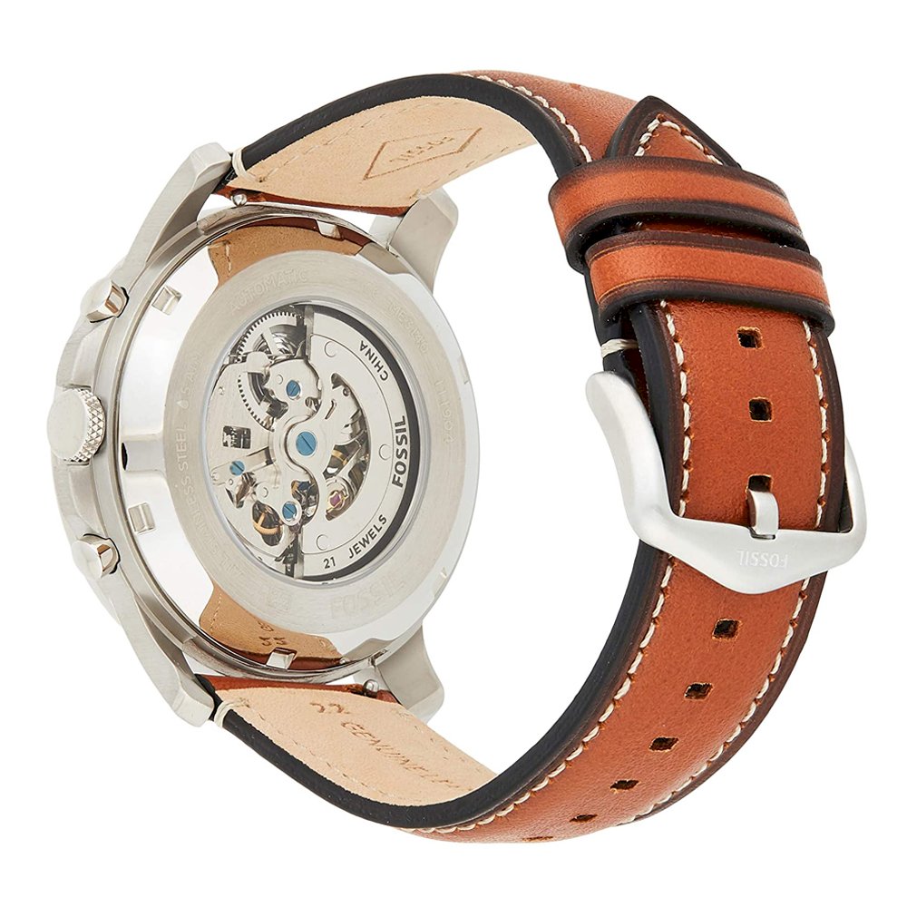 Fossil Grant Sport Automatic Skeleton Blue Dial Brown Leather Strap Watch for Men - ME3140 Buy Now By Fossil