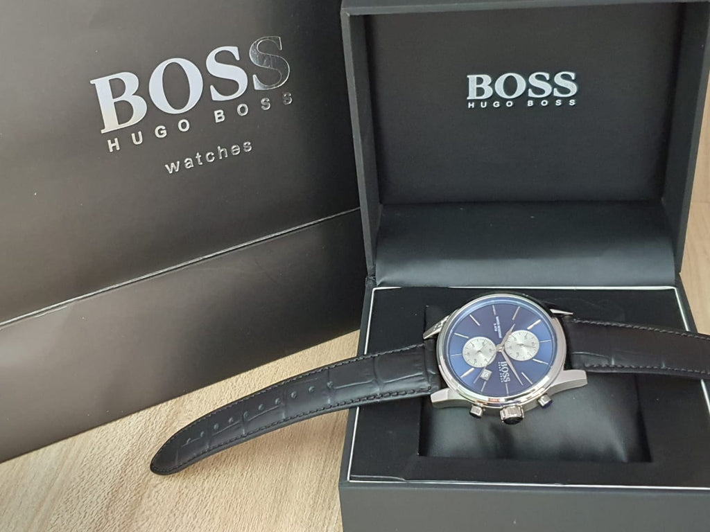 Hugo Boss Jet Blue Dial Black Leather Strap Watch for Men - 1513283 Buy Now By Hugo Boss