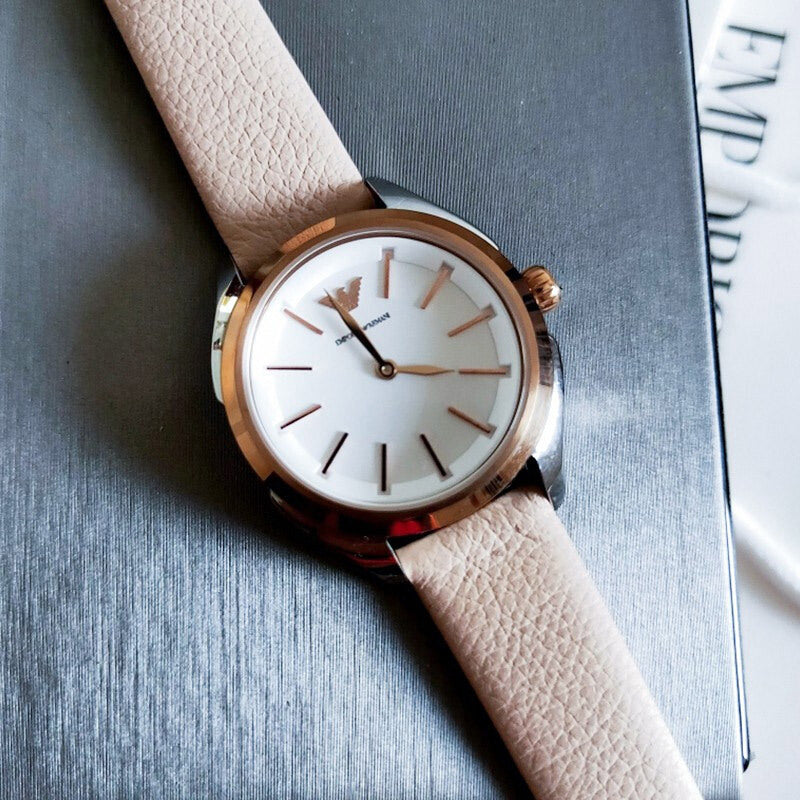 Emporio Armani Valeria Quartz White Dial Beige Leather Strap Watch For Women - AR11031 Buy Now By Emporio Armani