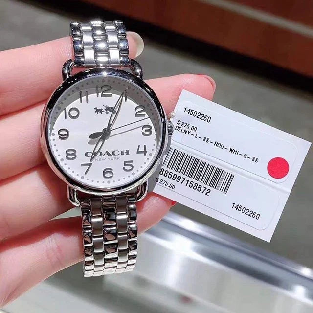 Coach Delancey Classic White Dial Silver Steel Strap Watch for Women - 14502260 Buy Now By Coach