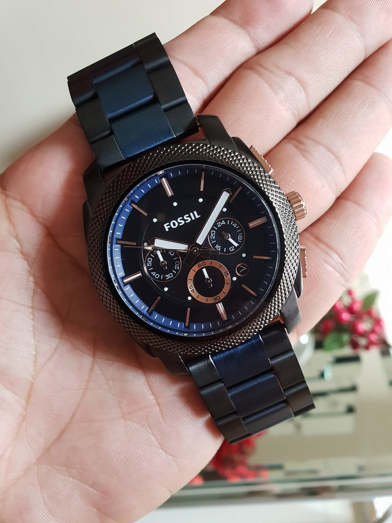 Fossil Machine Chronograph Black Dial Two Tone Steel Strap Watch for Men - FS5164 Buy Now By Fossil