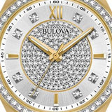 Bulova Crystal Collection Silver Crystal Dial Gold Steel Strap Watch for Women - 98L228 Buy Now By Bulova
