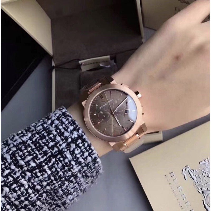 Burberry The City Grey Dial Rose Gold Steel Strap Unisex Watch - BU9754 Buy Now By Burberry