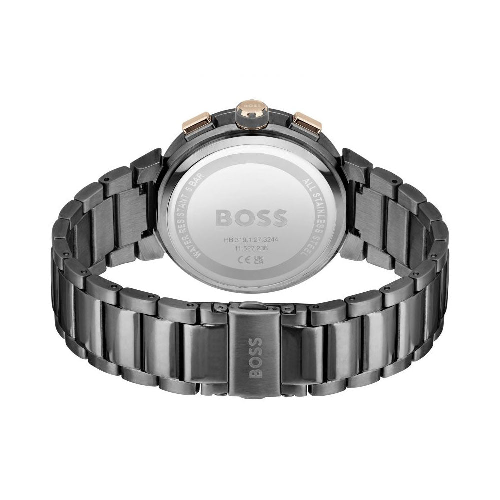 Hugo Boss One Chronograph Red Dial Grey Steel Strap Watch For Men - 1514000 Buy Now By Hugo Boss