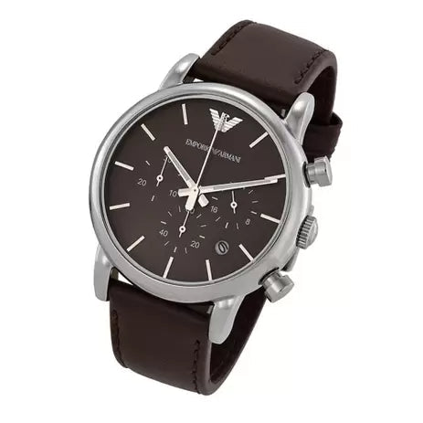 Emporio Armani Classic Chronograph Brown Dial Brown Leather Strap Watch For Men - AR1734 Buy Now By Emporio Armani