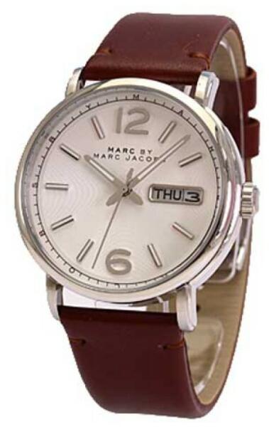 Marc Jacobs Fergus White Dial Brown Leather Strap Watch for Men - MBM5080 Buy Now By Marc Jacobs