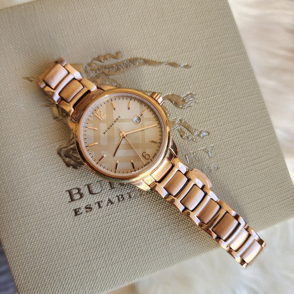 Burberry The Classic Rose Gold Dial Rose Gold Steel Strap Watch for Women - BU10116 Buy Now By Burberry