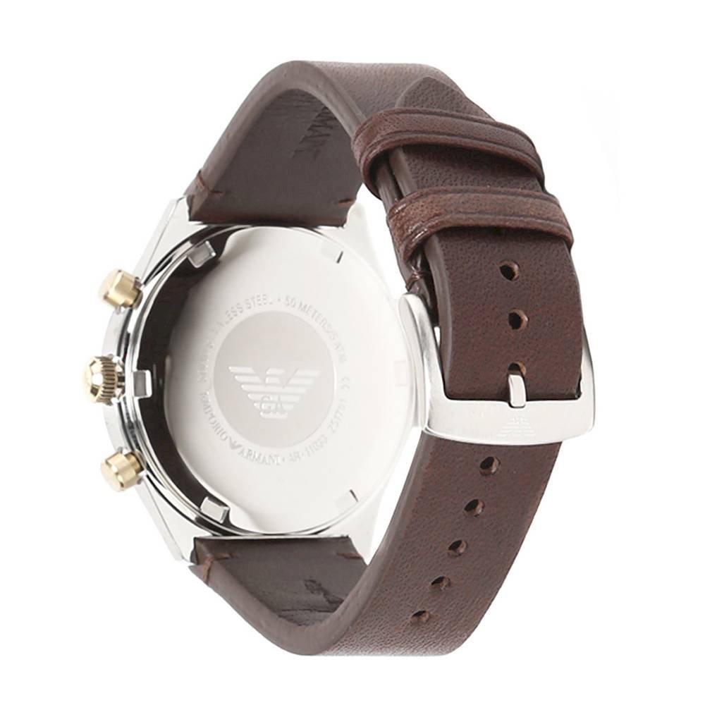 Emporio Armani Chronograph White Dial Brown Leather Strap Watch For Men - AR11033 Buy Now By Emporio Armani