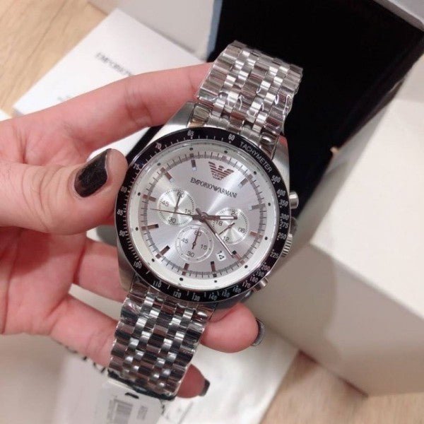 Emporio Armani Sportivo Chronograph Silver Dial Silver Steel Strap Watch For Men - AR6073 Buy Now By Emporio Armani