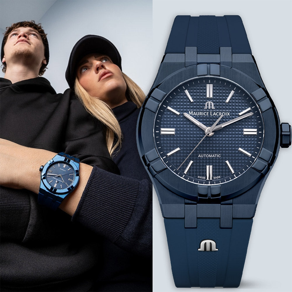 Maurice Lacroix Automatic PVD Limited Edition Blue Dial Blue Silicon Strap Watch For Men - AI6007-PVC00-430-4 Buy Now By Maurice Lacroix
