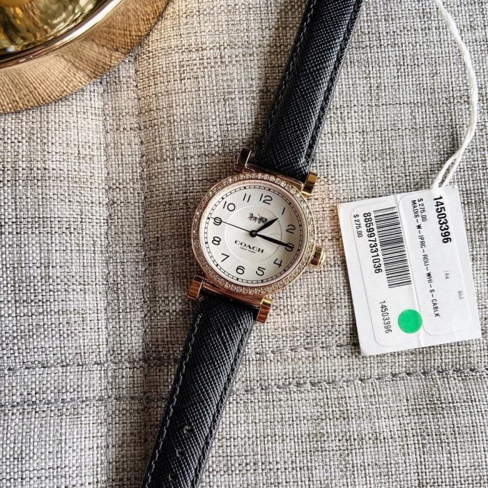 Coach Madison White Dial Black Leather Strap Watch for Women - 14503396 Buy Now By Coach