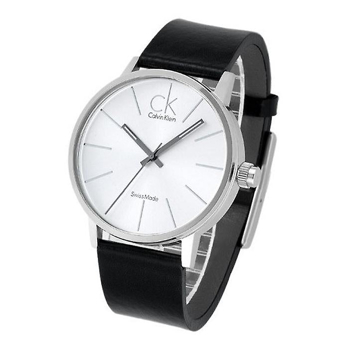 Calvin Klein Post Minimal Silver Dial Black Leather Strap Watch for Men - K7621192 Buy Now By Calvin Klein