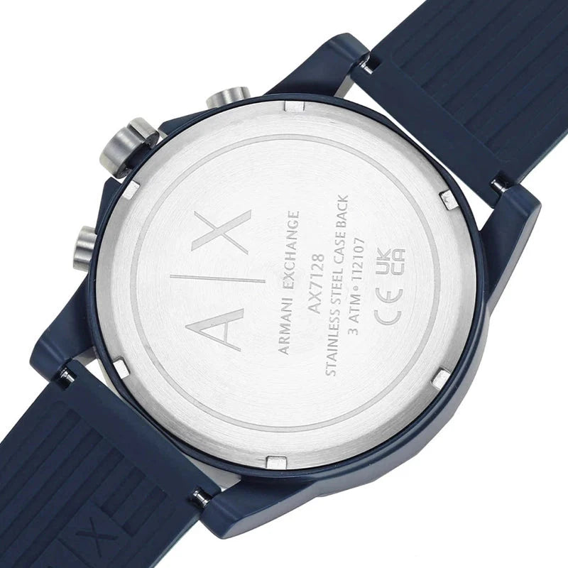 Armani Exchange Outerbanks Chronograph Blue Dial Blue Silicone Strap Watch For Men - AX7128 Buy Now By Armani Exchange