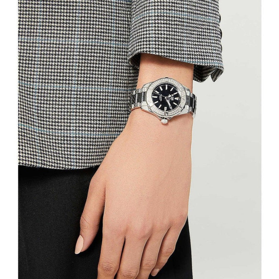 Tag Heuer Aquaracer Quartz Diamonds Black Dial Two Tone Steel Strap Watch for Men - WAY131E.BA0913 Buy Now By Tag Heuer