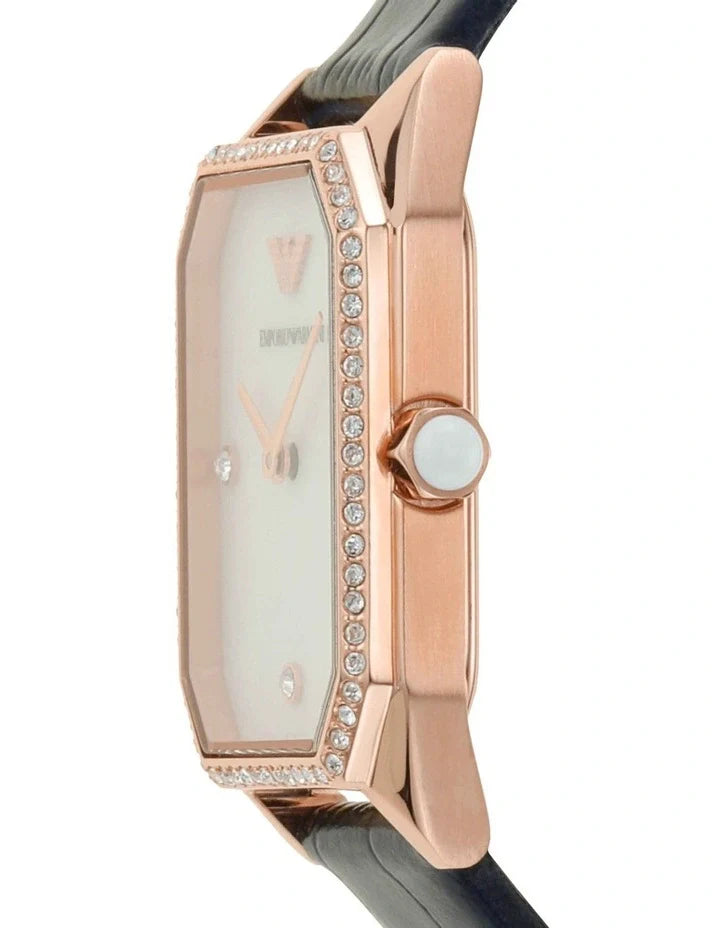 Emporio Armani Gianni T Bar Quartz Mother of Pearl Dial Blue Leather Strap Watch For Women - AR11466 Buy Now By Emporio Armani