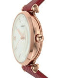 Emporio Armani Gianni T-Bar Mother of Pearl White Dial Red Leather Strap Watch For Women - AR60048 Buy Now By Emporio Armani