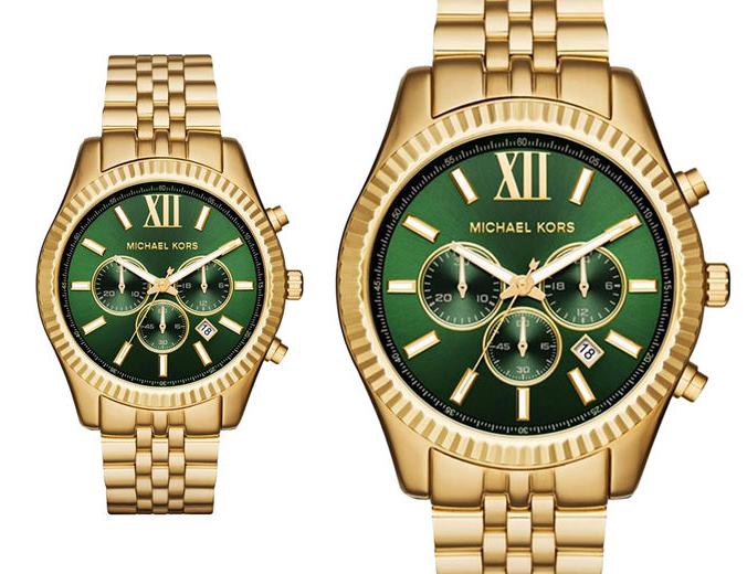 Michael Kors Lexington Chronograph Green Dial Gold Steel Strap Watch for Men - MK8446 Buy Now By Michael Kors