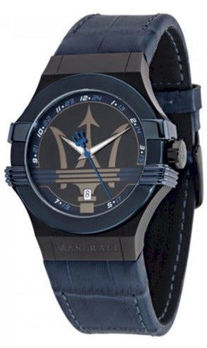 Maserati Potenza Black Dial 42mm Blue Leather Strap Watch For Men - R8851108007 Buy Now By Maserati