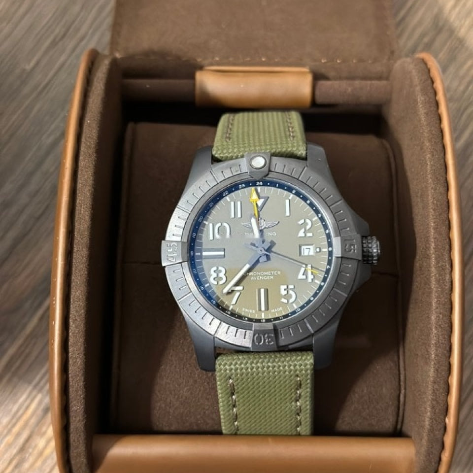 Breitling Avenger Automatic GMT 45 Night Mission Green Dial Green Nylon Strap Watch for Men - V323952A1L1X1 Buy Now By Breitling