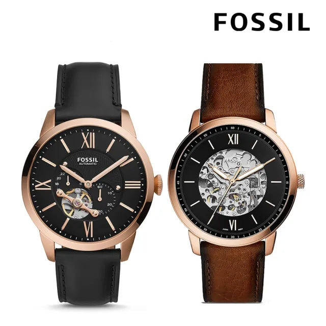 Fossil Neutra Automatic Skeleton Black Dial Brown Leather Strap Watch for Men - ME3195 Buy Now By Fossil
