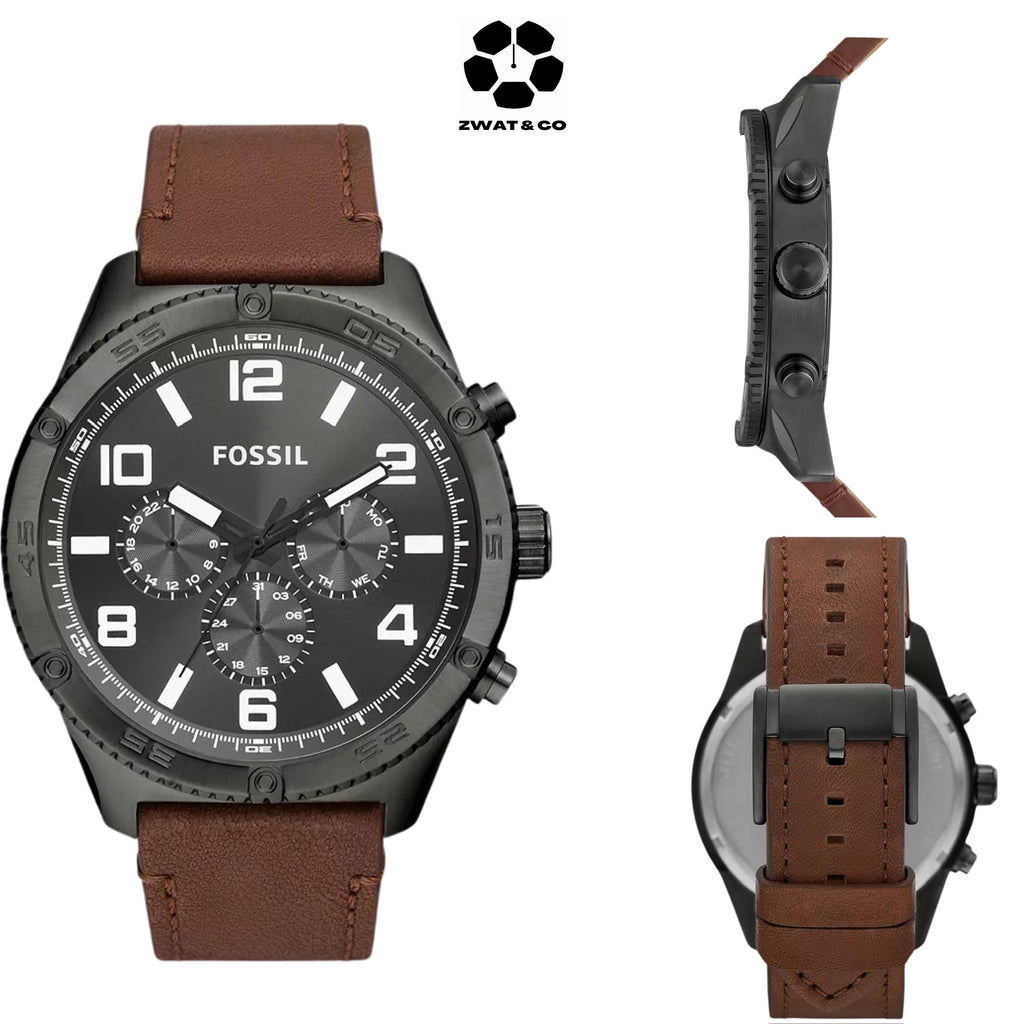 Fossil Brox Multifunction Grey Dial Brown Leather Strap Watch for Men - BQ2800 Buy Now By Fossil