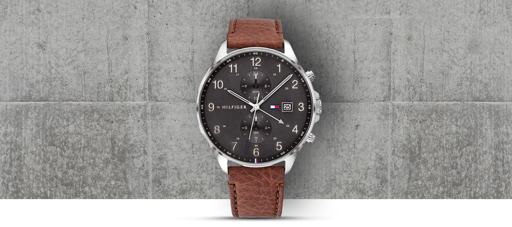 Tommy Hilfiger West Chronograph Grey Dial Brown Leather Strap Watch For Men - 1791710 Buy Now By Tommy Hilfiger
