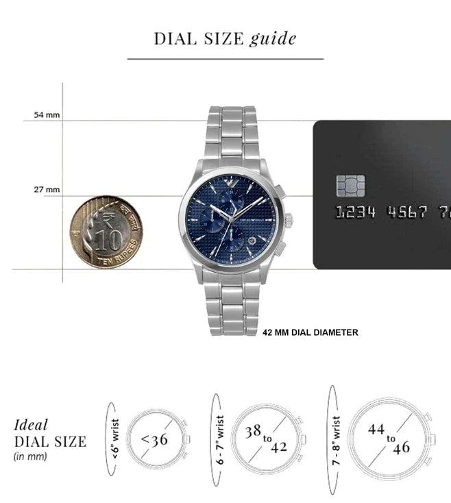 Emporio Armani Chronograph Blue Dial Silver Steel Strap Watch For Men - AR11528 Buy Now By Emporio Armani