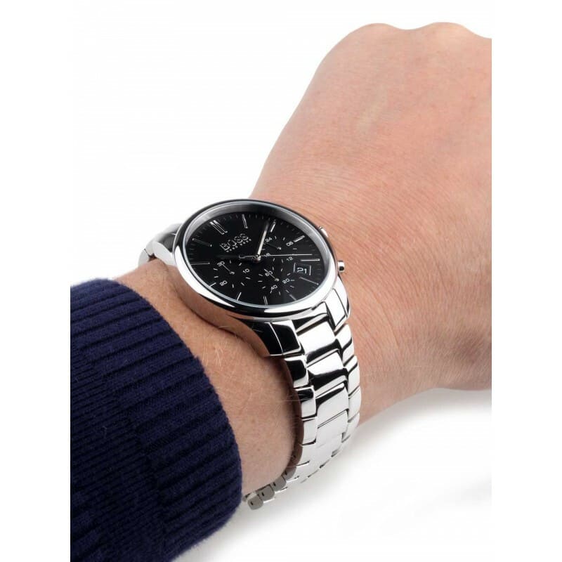 Hugo Boss Commander Black Dial Silver Steel Strap Watch for Men - 1513433 Buy Now By Hugo Boss