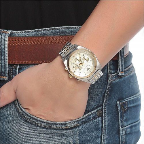 Emporio Armani Classic Chronograph White Dial Two Tone Steel Strap Watch For Men - AR0396 Buy Now By Emporio Armani