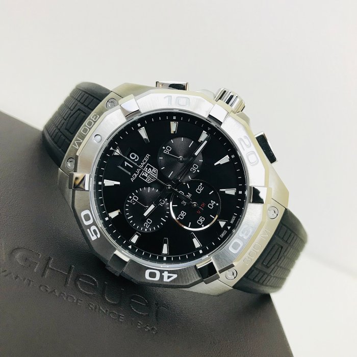 Tag Heuer Aquaracer Quartz Chronograph Black Dial Black Rubber Strap Watch for Men - CAY1110.FT6041