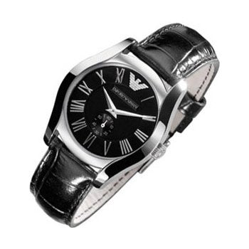 Emporio Armani Velente Black Dial Black Leather Strap Watch For Women - AR0644 Buy Now By Emporio Armani