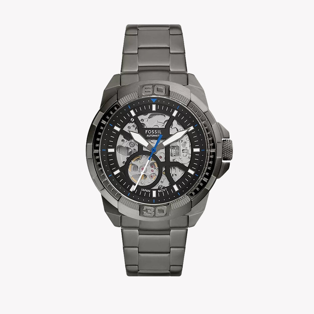 Fossil Bronson Automatic Skeleton Black Dial Grey Steel Strap Watch for Men - ME3218 Buy Now By Fossil
