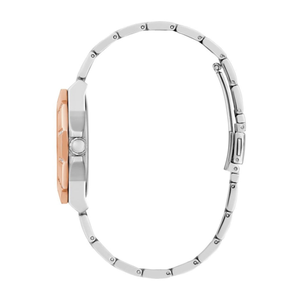 Guess Sunray Multifunction Crystals Silver Dial Two Tone Steel Strap Watch For Women - GW0616L3 Buy Now By Guess