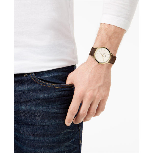 Fossil The Minimalist White Dial Brown Leather Strap Watch for Men - FS5397 Buy Now By Fossil
