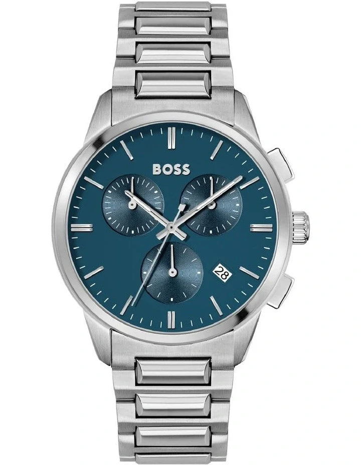 Hugo Boss Dapper Chronograph Blue Dial Silver Steel Strap Watch For Men - 1513927 Buy Now By Hugo Boss