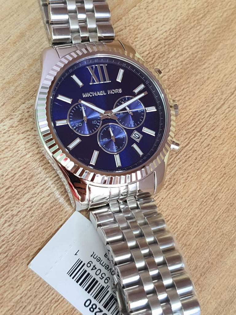 Michael Kors Lexington Chronograph Blue Dial Silver Steel Strap Watch for Men - MK8280 Buy Now By Michael Kors