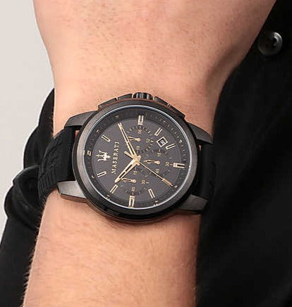 Maserati Successo Black Dial Black Rubber Strap Watch For Men - R8871621011 Buy Now By Maserati
