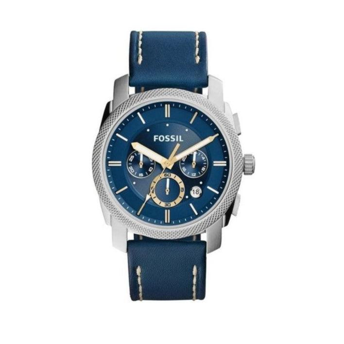 Fossil Machine Chronograph Blue Dial Blue Leather Strap Watch for Men - FS5262 Buy Now By Fossil