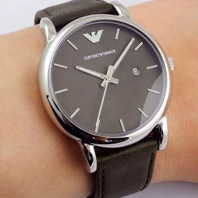 Emporio Armani Classic Quartz Grey Dial Grey Leather Strap Watch For Men - AR1730 Buy Now By Emporio Armani