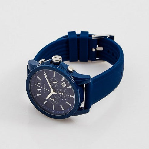 Armani Exchange Outerbanks Chronograph Blue Dial Blue Silicone Strap Watch For Men - AX1327 Buy Now By Armani Exchange