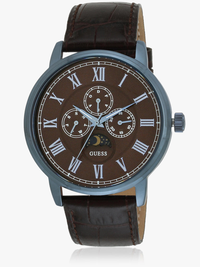Guess Delancy Analog Brown Dial Brown Leather Strap Watch For Men - W0870G3 Buy Now By Guess