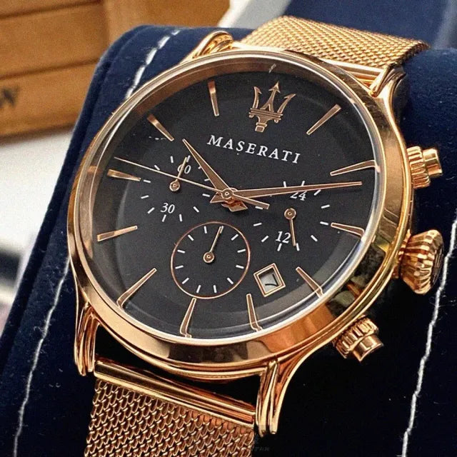 Maserati Epoca Black Dial Gold Mesh Bracelet Watch For Men - R8873618005 Buy Now By Maserati