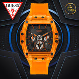 Guess Phoenix Multifunction Black Dial Orange Rubber Strap Watch For Men - GW0203G10 Buy Now By Guess