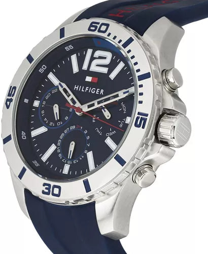 Tommy Hilfiger Nolan Chronograph Blue Dial Blue Rubber Strap Watch for Men - 1791142 Buy Now By Tommy Hilfiger