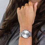 Armani Exchange Lola Analog Silver Dial Silver Mesh Strap Watch For Women - AX5535 Buy Now By Armani Exchange