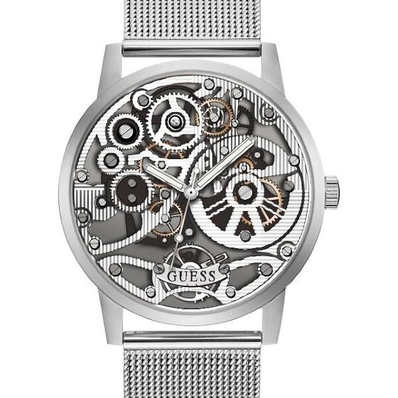 Guess Gadget Silver Dial Silver Mesh Bracelet Watch for Men - GW0538G1 Buy Now By Guess