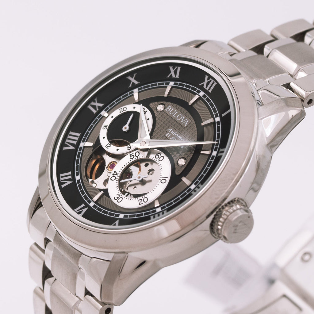 Bulova BVA Dual Aperture Black Dial Silver Steel Strap Watch for Men - 96A119 Buy Now By Bulova