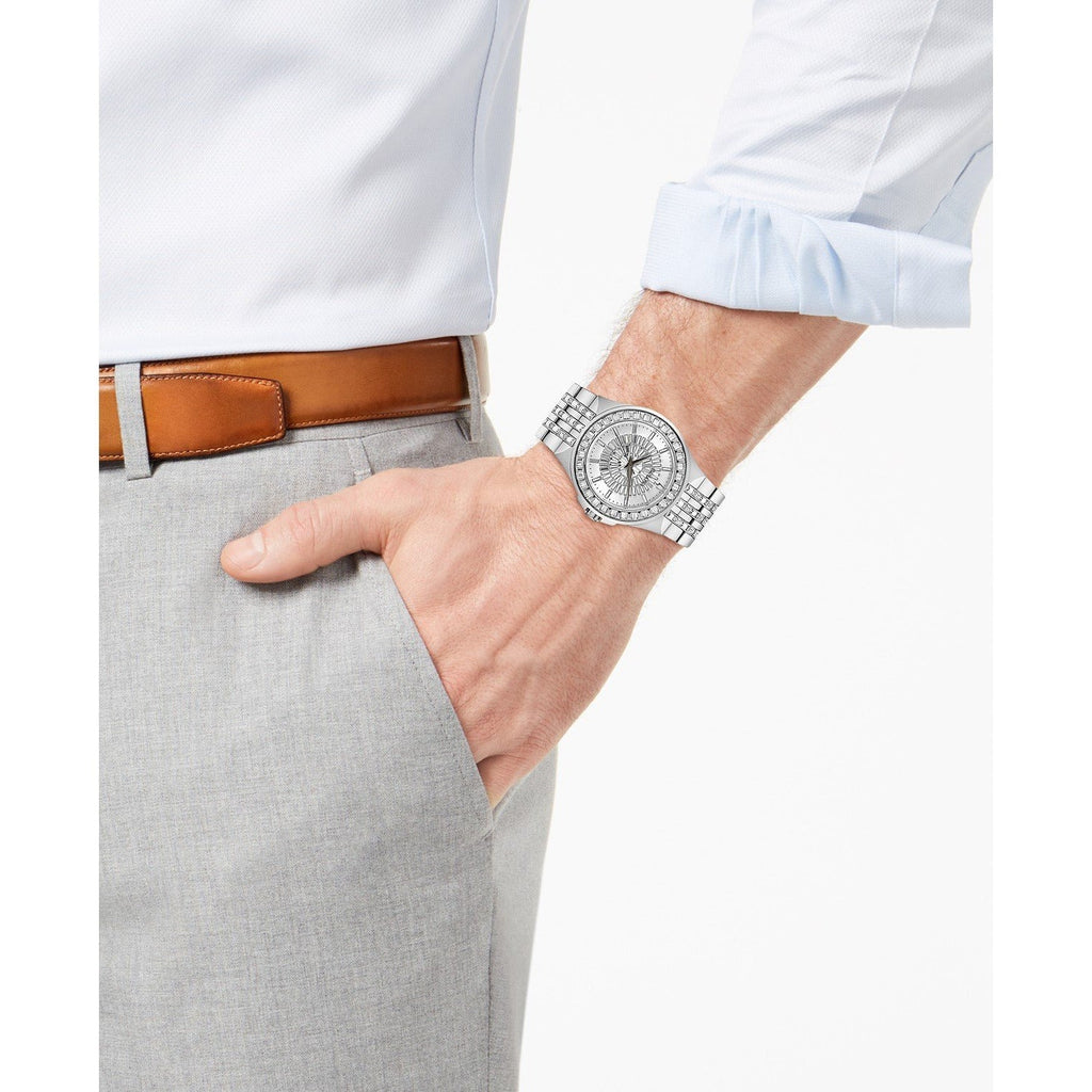 Bulova Crystal Collection Pave Silver Dial with Crystals Silver Steel Strap Watch for Men - 96C134 Buy Now By Bulova