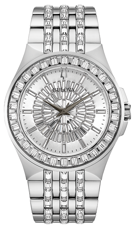 Bulova Phantom Crystal Silver Dial Silver Steel Strap Watch for Men - 96A236 Buy Now By Bulova